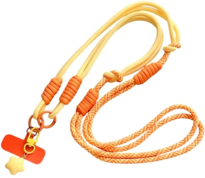 Telefoonkoord - Sterretje Geel/Oranje | Lengte 115 cm | Fashion Favorite