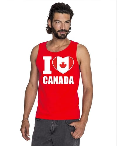 Rood I love Canada supporter singlet shirt/ tanktop heren - Canadees shirt heren S