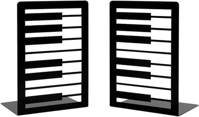 Metalen Boekensteunen - Bureau Organizer - Boeken Presenteren - Muzikale Melodie Design - 1 Paar - Zwart