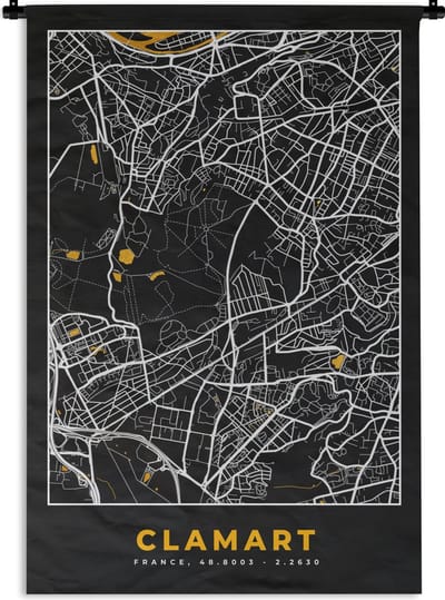 Wandkleed - Wanddoek - Frankrijk – Clamart – Stadskaart – Plattegrond – Kaart - 120x180 cm - Wandtapijt