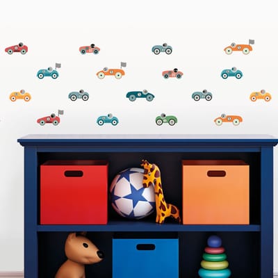 Muurstickers - Raceauto's en vlaggen - Transparante achtergrond - 60x80cm