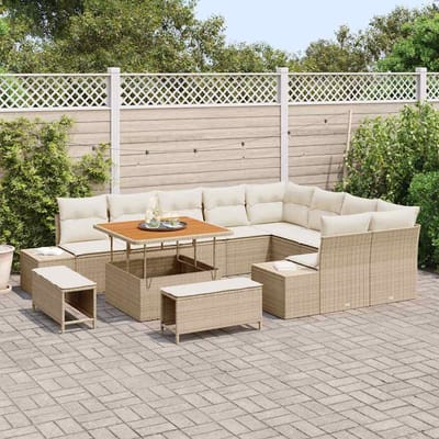 vidaXL - Tuinbank - Set - 12 - st - 11-Aantal - zitplaatsen - Beige - Poly - rattan