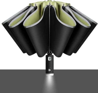 Bovista Moderne Stormparaplu - Windproof Paraplu - Stormproef - Opvouwbaar - Zaklamp - Automatisch Uitklapbaar - Umbrella - Matcha Groen