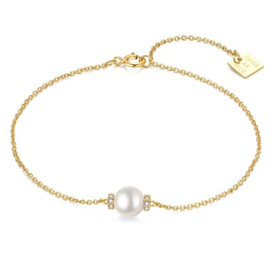 Twice As Nice Armband in 18kt verguld zilver, parel, zirkonia 16cm+3cm