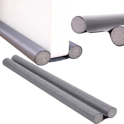 Deur Tochtstopper - Tochtstrip Onder Deur - Dubbele Deurafdichting tegen Kou, Tocht en Warmteverlies - Grijs - 96 cm