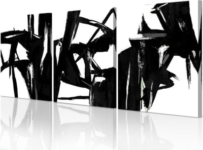 Abstracte Wanddecoratie - Moderne Muurkunst - Woonkamer Decoratie - 3-Panels Set - 30 x 72 inch - Zwart-wit
