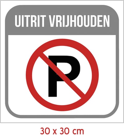 Pictogram/ bord | "Uitrit vrijhouden" | 30 x 30 cm | Kunststof | Verboden te parkeren | Vrijlaten | Privé parking | 1 stuk