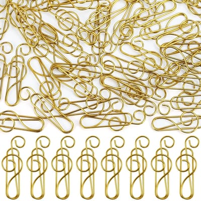 Dailygoods- Paperclips Goud - 50 Stuks - Muziekdesign - Grote Papierklemmen - Decoratieve Bladwijzers - Hoogwaardige Metalen Constructie