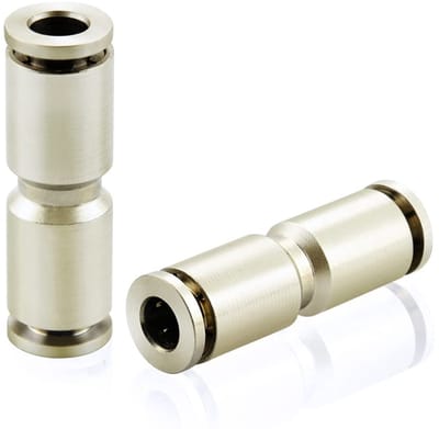 Dailygoody - Koper Connector - Pneumatische Verbinding - 6MM - Duw In Snel Verbinding - Zilveren Afwerking - Herbruikbaar - Geschikt voor Pneumatisch