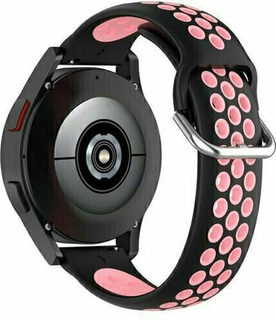 By Qubix - 22mm - Siliconen sportbandje met gesp - Zwart + lichtroze - geschikt voor Huawei Watch 3 / 4 / 5 (pro) - 46mm & geschikt voor Huawei Watch GT / GT 2 / GT 3 (pro) / GT 4 (pro) / GT 5 (pro) / GT 6 (pro) 46mm / Ultimate / Ult