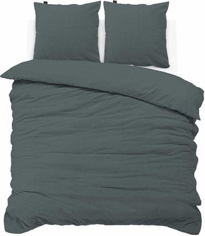 iSleep Dekbedovertrek Teddy Fleece - Tweepersoons - 200x200/220 cm - Antraciet