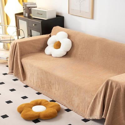 Chenille Bankhoes Stof Bank Handdoek Antislip Krasbestendig Vier Seizoenen Universele Bankhoes 90*90cm oranje