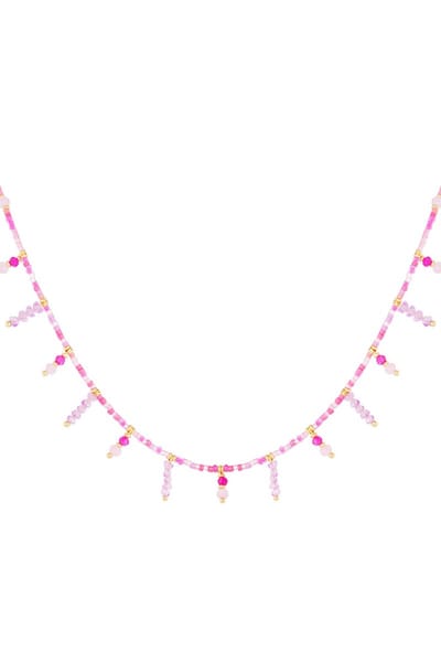 Bijoutheek Collier Kleine Kralen Fuchsia