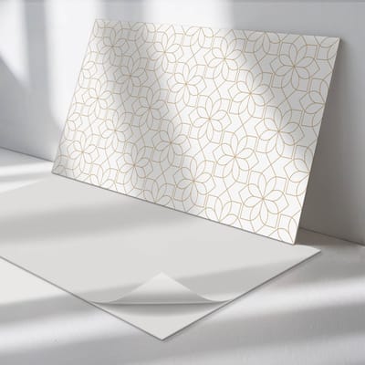 Wallfluent Vinyl Tegels - Geometrisch Bloemenpatroon Zelfklevende PVC Tegels - 40 cm x 20 cm - Wit Vinyl Tegels - 10 stuks - Rechthoek PVC Tegels - Patroon Plaktegels - Vinyl Vloer Tegels - Plaktegels Keuken en Badkamer