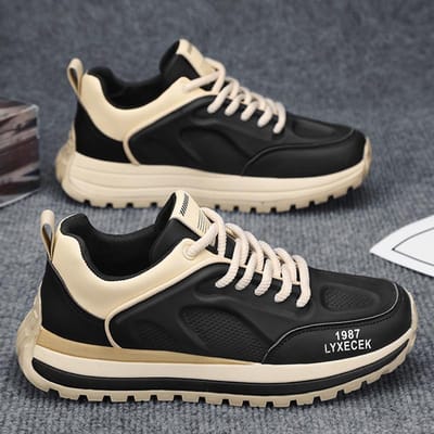 CYYTL Casual Heren Sneakers Mode Skateboard Sportschoenen Leer Outdoor Designer Luxe Platform Hardlopen Tennis Werk Loafers 44 black