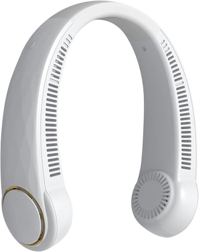 Draagbare nekventilator, 360° verstelbare ventilator zonder bladen met 4000mAh batterij, draagbare ventilator voor kantoor, thuis, op reis, buiten, 3 snelheden (A)