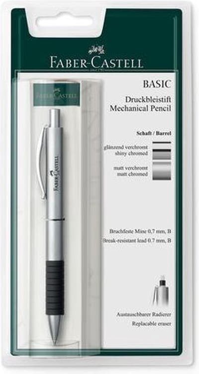 Faber-Castell -Vulpotlood - Basic - metal mat chroom - op blister - FC-138478