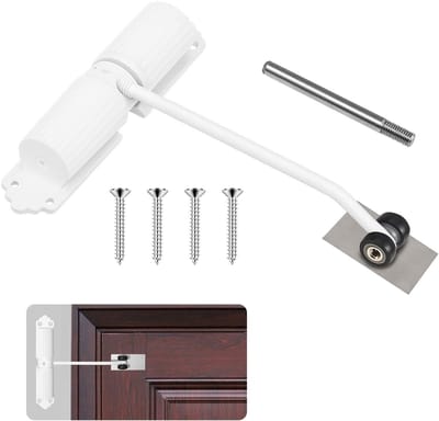 NTHProducts - Automatische Deursluiter - Instelbare Sluitkracht - Ideaal voor Tuindeuren en Kamers - Wit - Perfect voor Zware Deuren - Voor Alu en Hout