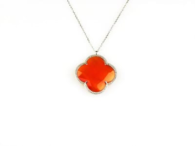 model Fiori grote klaver collier in zilver grote klaver oranje