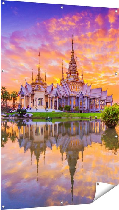 Gards Tuinposter Wat Non Kum Tempel in Thailand - 100x150 cm - Tuindoek - Tuindecoratie - Wanddecoratie buiten - Tuinschilderij