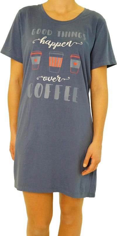 Gino Santi Bigshirt, Slaap T-shirt print Coffee