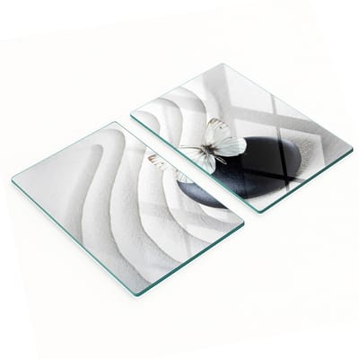 Multifunctionele decoratieve snijplanken van gehard staal voor de keuken, vlinder- en zenmotief, 2x40x52 cm