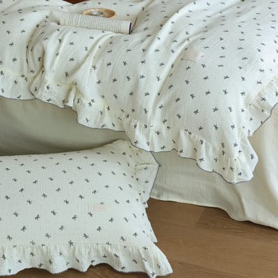 Retro Klein Fris Puur Katoen Gekreukt Gaas Dekbedovertrek Zacht En Huidvriendelijk Katoen Dubbellaags Garen 4-Delige Set Single Quilt150 * 200cm