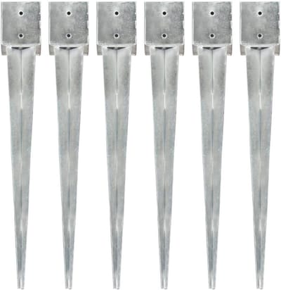 Grondankers Set - Grondpinnen Hek - Hekken Bevestigen - Voorgeboorde Gaten - 12x12x89 cm - Zilverkleurig