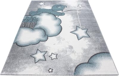 Vloerkleed kinderkamer - Beertje - blauw - 80x150 cm