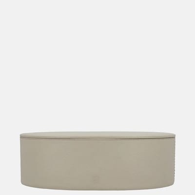 Chamada Noelle leren opbergbox ovaal effen L beige