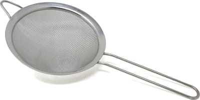 Concorde Keuken vergiet/zeef met steel - metaal - grijs - D16 x L34 cm