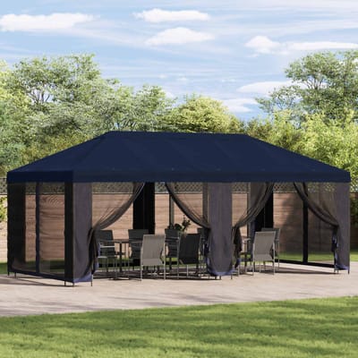 vidaXL - Tuinpaviljoen - 6 - x - 3 - m - Blauw - Polyester - en - Staal - 190 - gsm