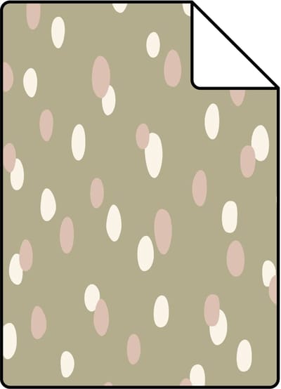 Proefstaal ESTAhome behang stippen vergrijsd groen - 26.5 x 21 cm - 131877-S
