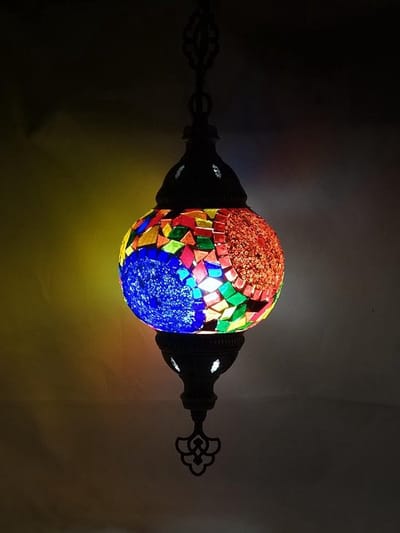 Oosterse lamp - hanglamp multicolour - 1 stuk - handgemaakt mozaïek glas