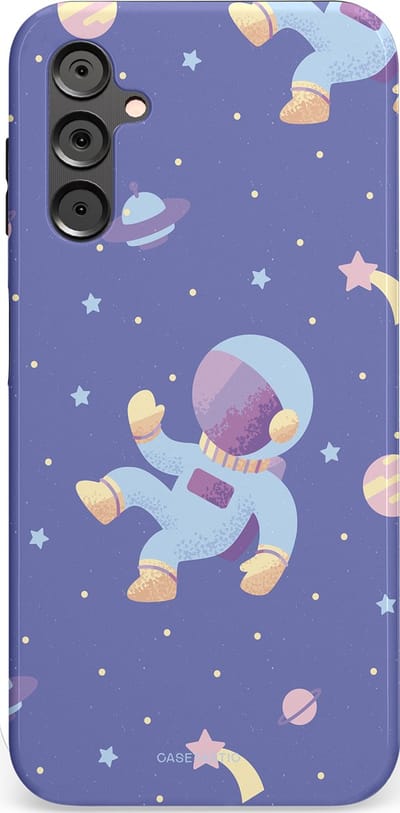 Casetastic Hoesje Geschikt voor Samsung A14 (5G/4G) - Stijlvolle Beschermende Duo-layer Case - Vliegen in de ruimte