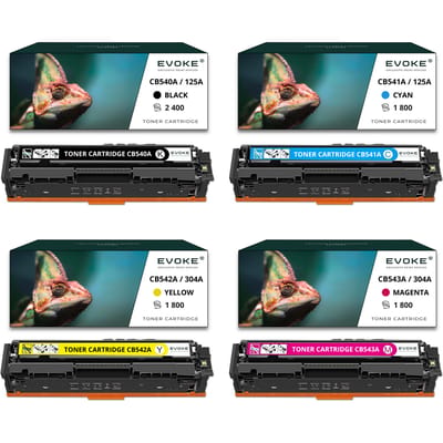 Evoke compatibele toner voor Hp 125A Cb540A-Cb543A 128A Ce320A-Ce323A,131X Cf210X-Cf213A en Canon 716,4X Cmyk 7800 pagina's Cp1215 Cp1515N Cp1518Ni Cm1312 ; Cp1525N Cp1525Nw Cm1415Fn Cm1415Fnw M251N