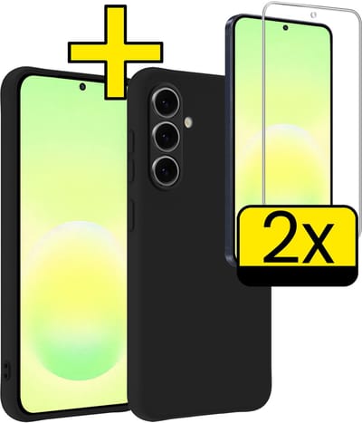 Hoesje - Met 2x Screenprotector - Geschikt voor Samsung Galaxy A57 - Sterk & Shockproof - Back Cover - Siliconen Case - Telefoon Hoes - Telefoonhoesjes - Zwart