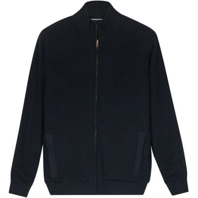 Baileys Vest Lined Cardigan Zip Vertical Texture Navy / male