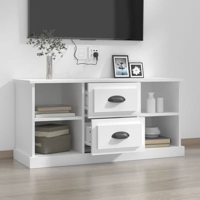vidaXL - Tv-meubel - 99,5x35,5x48 - cm - bewerkt - hout - wit