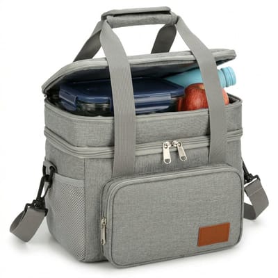 Cheqo® Koeltas - Lunchtas Geïsoleerd - Opvouwbaar - Picknicktas - Thermotas voor Werk en School - Koeltasje - Isolatietas met Schouderriem - Dubbel Compartiment - Warmhoudtas - Waterafstotend - Lunch Bag - Coolerbag - Draagtas voor Volwassenen