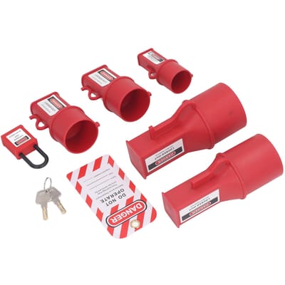 5PCS Dispositif de Verrouillage de Prise Industriel Étanche Isolation d'Énergie Sécurité Consignation Verrouillage pour Broche et red