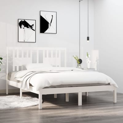 vidaXL - Bedframe - massief - grenenhout - wit - 140x190 - cm