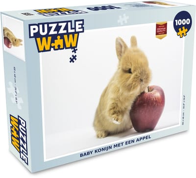 Puzzel Konijn - Baby - Appel - Legpuzzel - Puzzel 1000 stukjes volwassenen