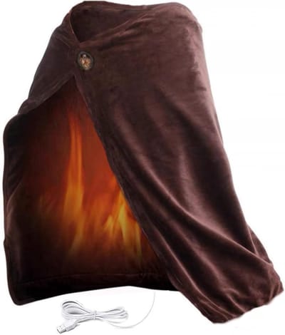 Verwarmde Wol Sjaal - USB Opwarming - Koolstof Verwarming - Afneembare Binnenkant - 45x80 cm - Bruin - Verstelbaar - Binnen en Buiten - Ideaal voor Kantoor en Thuis