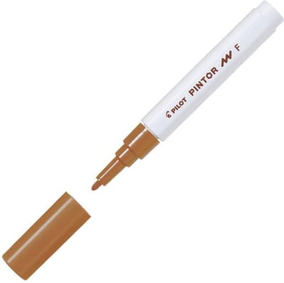 Pilot Pintor Bruine Verfstift - Fine marker met 1,0mm schrijfbreedte - Inkt op waterbasis - Dekt op elk oppervlak, zelfs de donkerste - Teken, kleur, versier, markeer, schrijf, kalligrafeer…