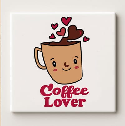 Schattige Koffieliefhebber Tegel – 15x15cm Leuke Keramische Wanddecoratie | Perfect Cadeau voor Koffiefans & Keukendecoratie