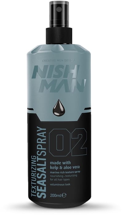 Nishman Sea Salt Spray 02 Kelp & Aloe Vera 200ml, Matte Textuur voor Heren