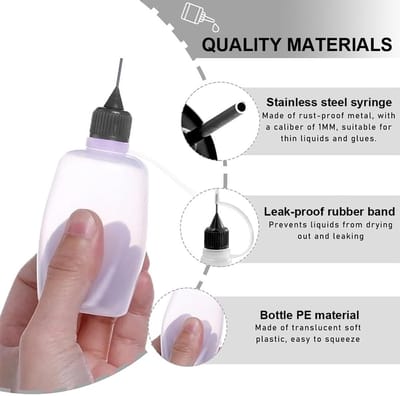 Dailygoods- Doseerfles Set van 6 - Knijpfles - Naaldfles - Plastic Fles - Lege Flesjes - Hervulbaar voor Lijm