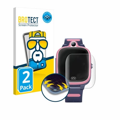 BROTECT - Screenprotector voor Fitonme 4G Smartwatch S.B-1034 - Folie Beschermfolie transparant volledig dekking - 2 Stuks