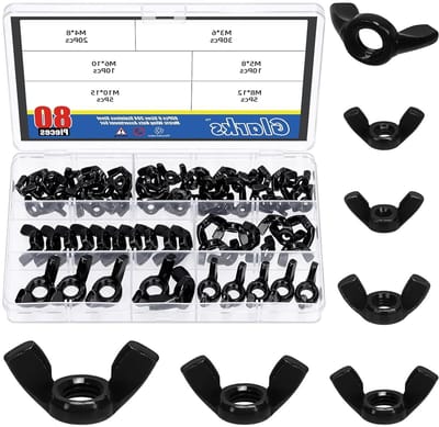 80 Stuks Vleugelmoeren Assortiment Kit M3/M4/M5/M6/M8/M10 - RVS Vlindermoeren voor Bevestiging en Vervaardiging van Machines en Apparatuur